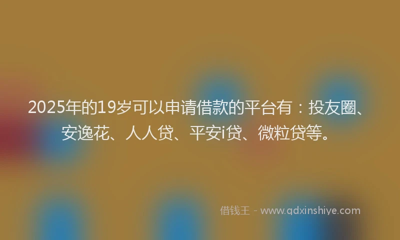 2025年的19岁可以申请借款的平台有：投友圈、安逸花、人人贷、平安i贷、微粒贷等。