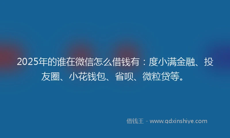 2025年的谁在微信怎么借钱有：度小满金融、投友圈、小花钱包、省呗、微粒贷等。