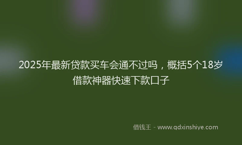 2025年最新贷款买车会通不过吗，概括5个18岁借款神器快速下款口子