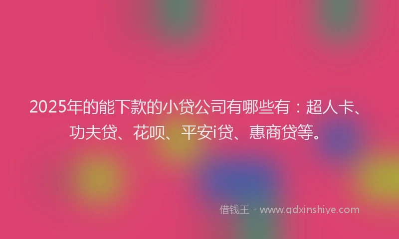 2025年的能下款的小贷公司有哪些有：超人卡、功夫贷、花呗、平安i贷、惠商贷等。