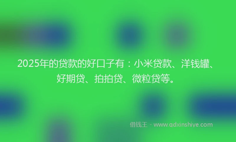 2025年的贷款的好口子有：小米贷款、洋钱罐、好期贷、拍拍贷、微粒贷等。