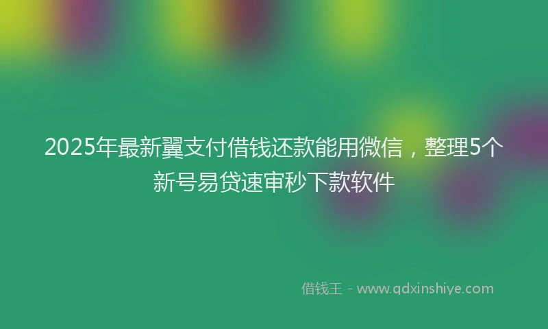 2025年最新翼支付借钱还款能用微信，整理5个新号易贷速审秒下款软件