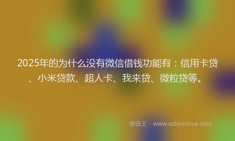 2025年的为什么没有微信借钱功能有：信用卡贷、小米贷款、超人卡、我来贷、微粒贷等。
