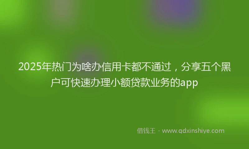 2025年热门为啥办信用卡都不通过，分享五个黑户可快速办理小额贷款业务的app