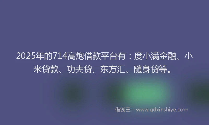 2025年的714高炮借款平台有：度小满金融、小米贷款、功夫贷、东方汇、随身贷等。