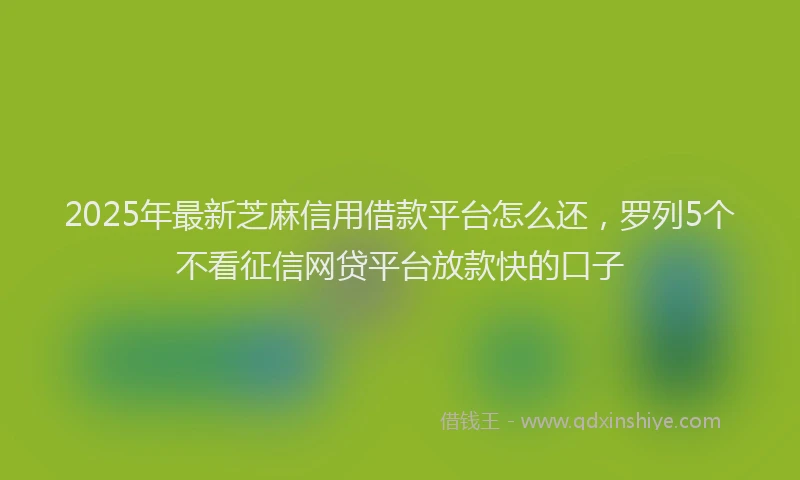 2025年最新芝麻信用借款平台怎么还，罗列5个不看征信网贷平台放款快的口子