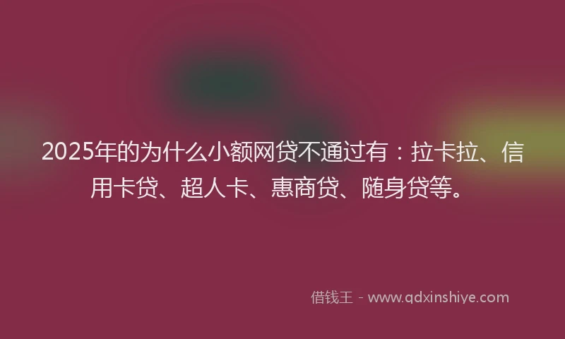 2025年的为什么小额网贷不通过有：拉卡拉、信用卡贷、超人卡、惠商贷、随身贷等。