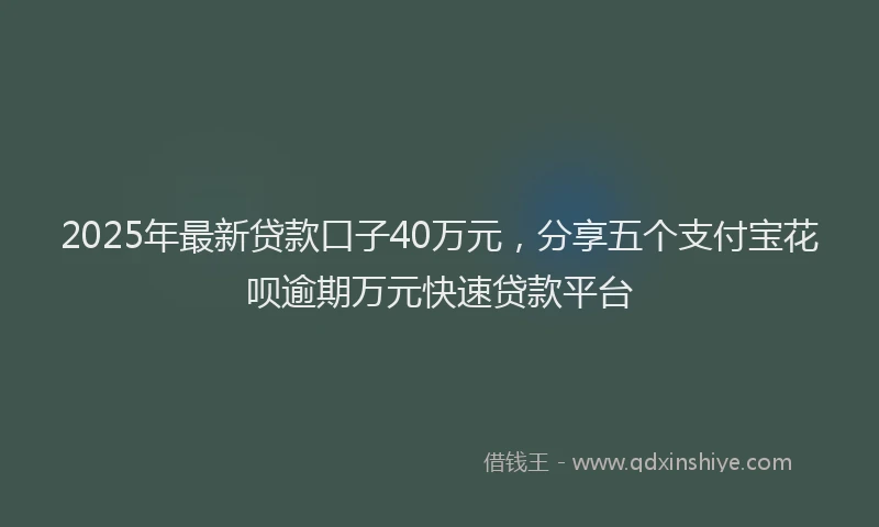 2025年最新贷款口子40万元，分享五个支付宝花呗逾期万元快速贷款平台
