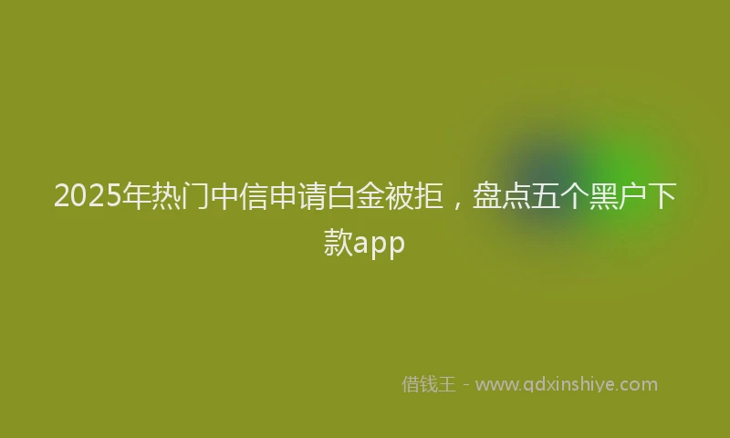 2025年热门中信申请白金被拒，盘点五个黑户下款app