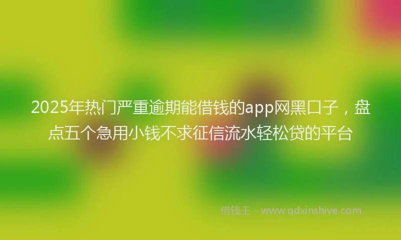 2025年热门严重逾期能借钱的app网黑口子,盘点五个急用小钱不求征信流水轻松贷的平台