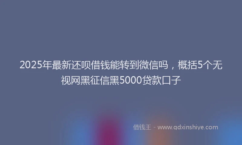 2025年最新还呗借钱能转到微信吗，概括5个无视网黑征信黑5000贷款口子