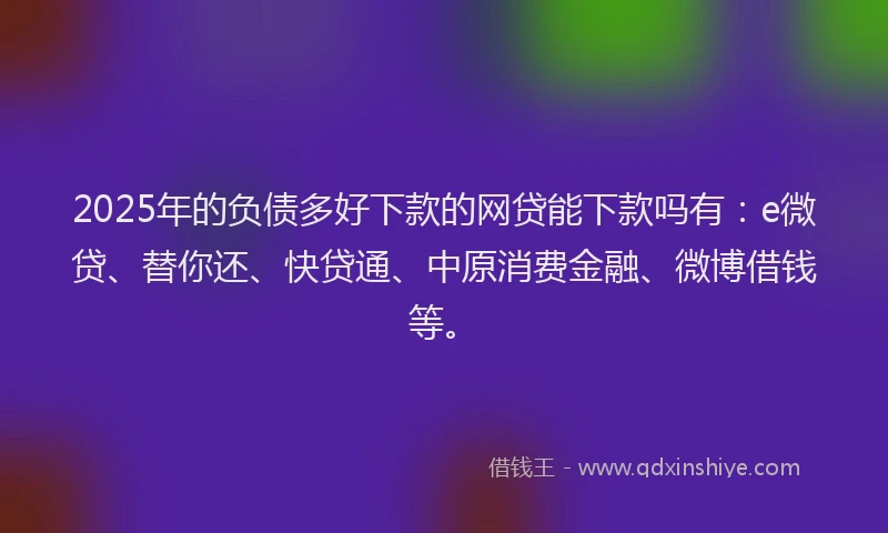 2025年的负债多好下款的网贷能下款吗有：e微贷、替你还、快贷通、中原消费金融、微博借钱等。