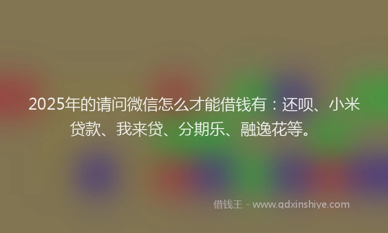 2025年的请问微信怎么才能借钱有：还呗、小米贷款、我来贷、分期乐、融逸花等。