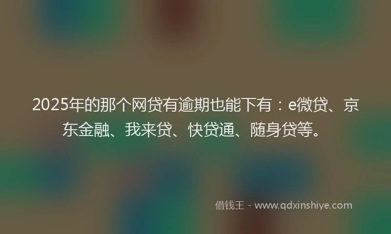 2025年的那个网贷有逾期也能下有：e微贷、京东金融、我来贷、快贷通、随身贷等。