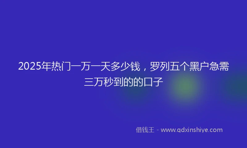2025年热门一万一天多少钱，罗列五个黑户急需三万秒到的的口子
