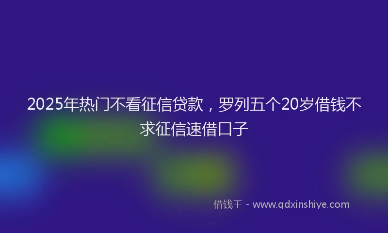 2025年热门不看征信贷款，罗列五个20岁借钱不求征信速借口子
