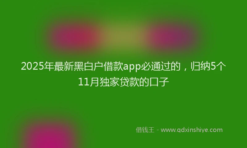 2025年最新黑白户借款app必通过的，归纳5个11月独家贷款的口子