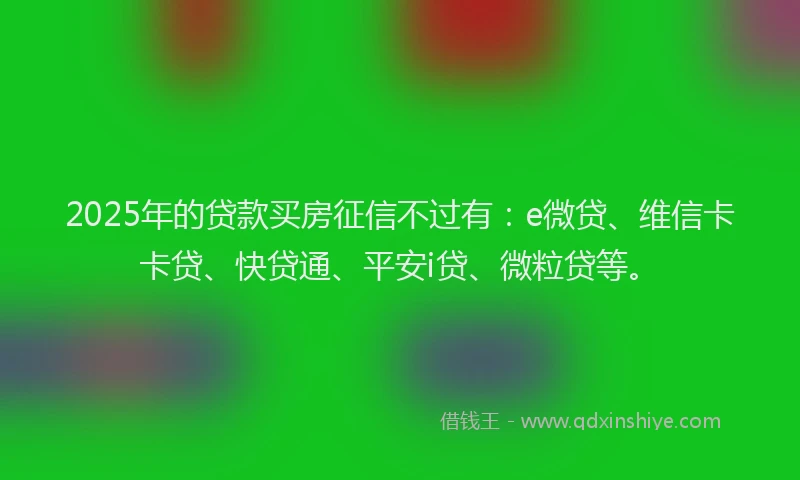 2025年的贷款买房征信不过有：e微贷、维信卡卡贷、快贷通、平安i贷、微粒贷等。
