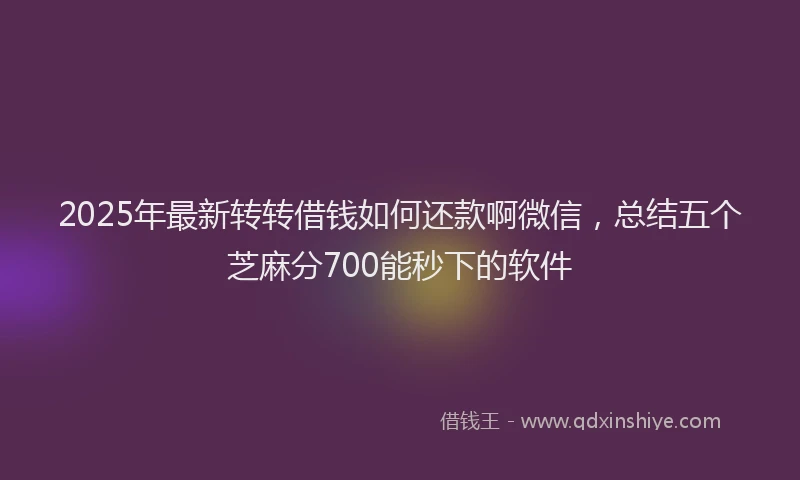 2025年最新转转借钱如何还款啊微信，总结五个芝麻分700能秒下的软件