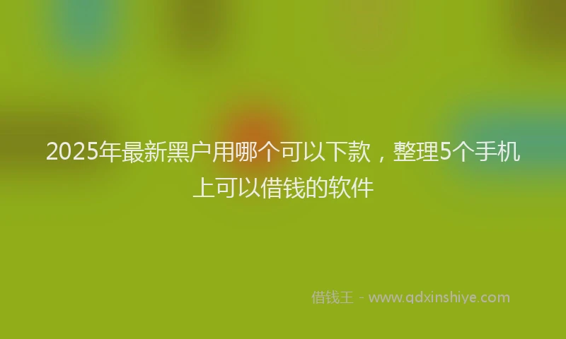 2025年最新黑户用哪个可以下款，整理5个手机上可以借钱的软件