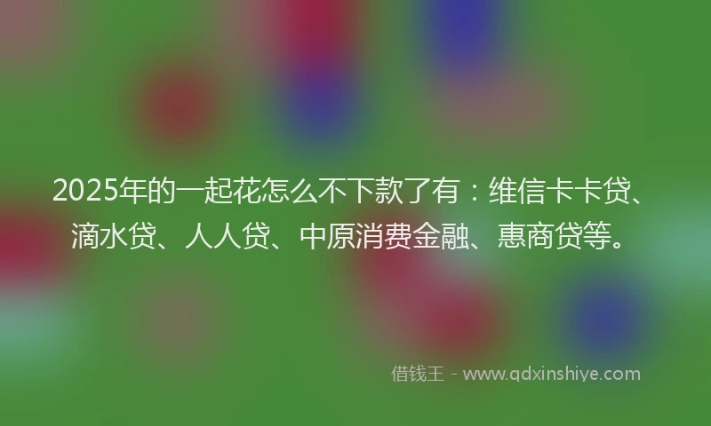 2025年的一起花怎么不下款了有：维信卡卡贷、滴水贷、人人贷、中原消费金融、惠商贷等。