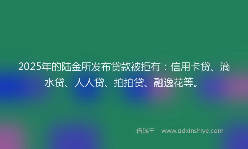 2025年的陆金所发布贷款被拒有：信用卡贷、滴水贷、人人贷、拍拍贷、融逸花等。
