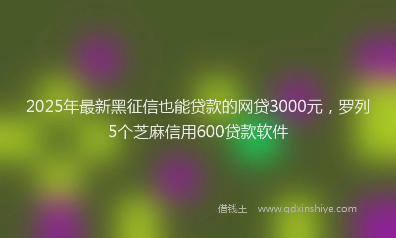 2025年最新黑征信也能贷款的网贷3000元，罗列5个芝麻信用600贷款软件