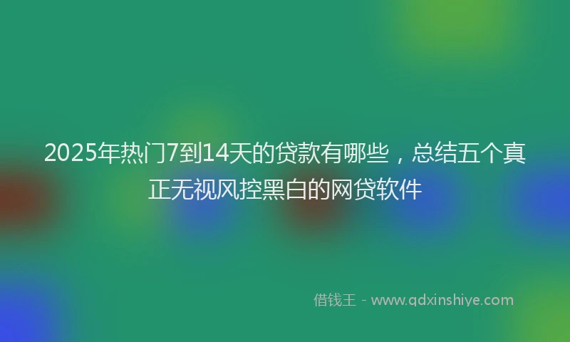 2025年热门7到14天的贷款有哪些，总结五个真正无视风控黑白的网贷软件