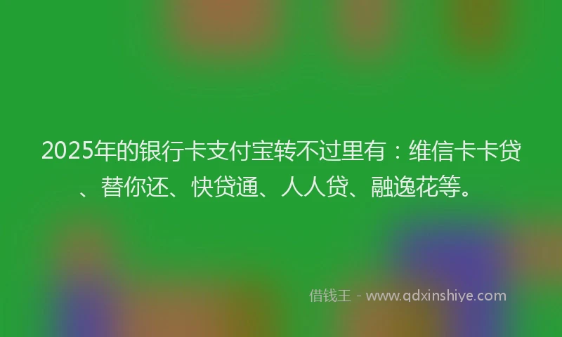 2025年的银行卡支付宝转不过里有：维信卡卡贷、替你还、快贷通、人人贷、融逸花等。