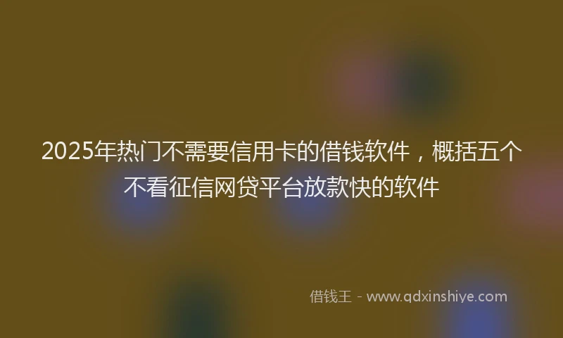 2025年热门不需要信用卡的借钱软件，概括五个不看征信网贷平台放款快的软件