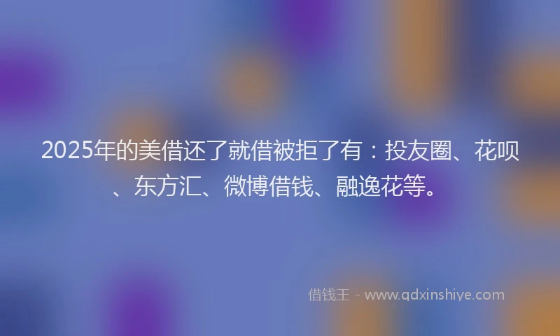 2025年的美借还了就借被拒了有：投友圈、花呗、东方汇、微博借钱、融逸花等。