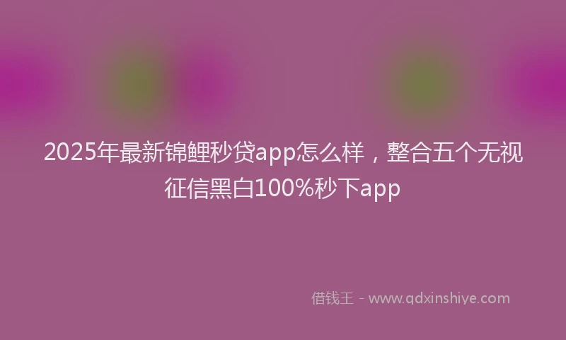 2025年最新锦鲤秒贷app怎么样，整合五个无视征信黑白100%秒下app