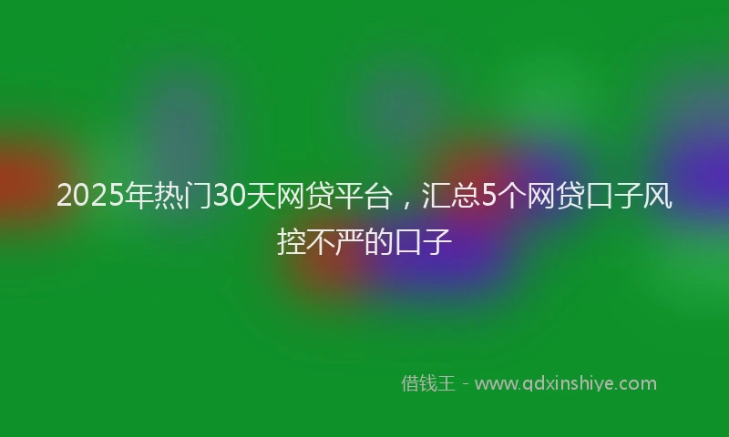 2025年热门30天网贷平台，汇总5个网贷口子风控不严的口子