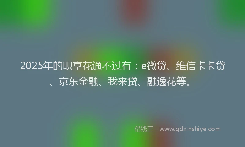 2025年的职享花通不过有：e微贷、维信卡卡贷、京东金融、我来贷、融逸花等。