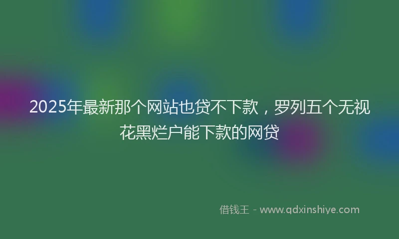 2025年最新那个网站也贷不下款，罗列五个无视花黑烂户能下款的网贷