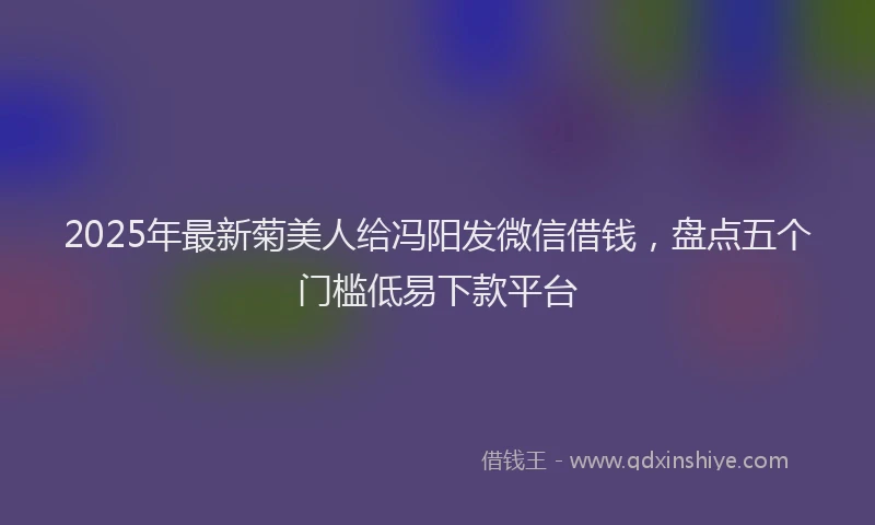 2025年最新菊美人给冯阳发微信借钱，盘点五个门槛低易下款平台