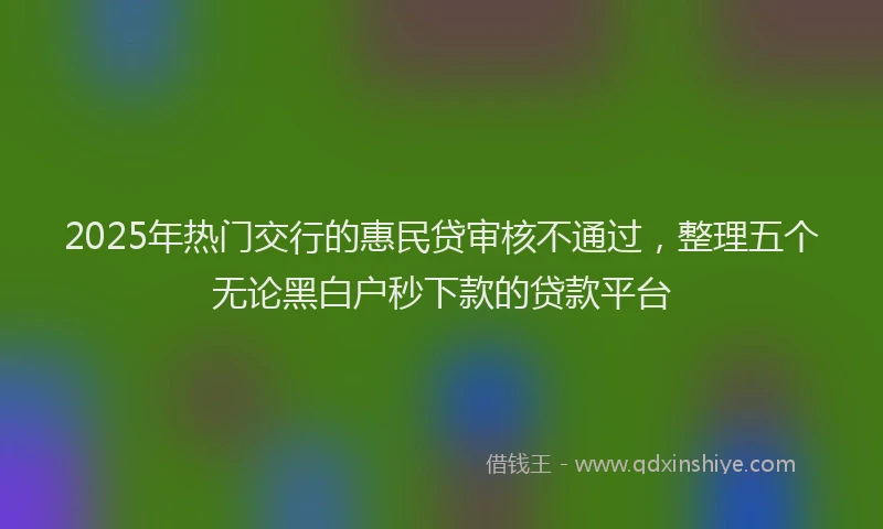 2025年热门交行的惠民贷审核不通过，整理五个无论黑白户秒下款的贷款平台