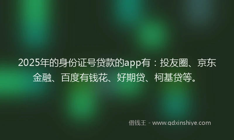 2025年的身份证号贷款的app有：投友圈、京东金融、百度有钱花、好期贷、柯基贷等。