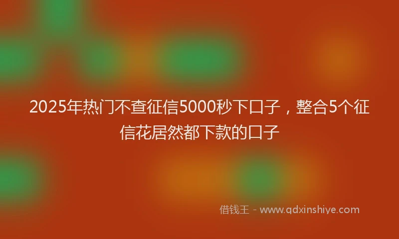 2025年热门不查征信5000秒下口子，整合5个征信花居然都下款的口子