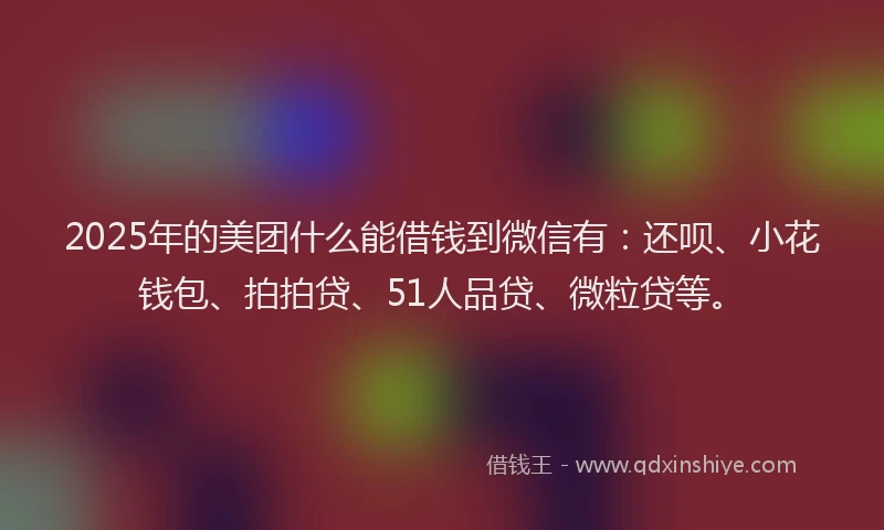 2025年的美团什么能借钱到微信有:还呗、小花钱包、拍拍贷、51人品贷、微粒贷等。