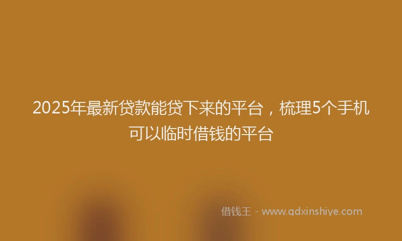 2025年最新贷款能贷下来的平台，梳理5个手机可以临时借钱的平台