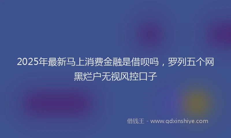 2025年最新马上消费金融是借呗吗，罗列五个网黑烂户无视风控口子