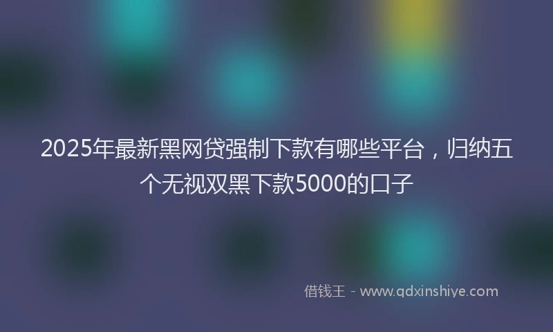 2025年最新黑网贷强制下款有哪些平台，归纳五个无视双黑下款5000的口子