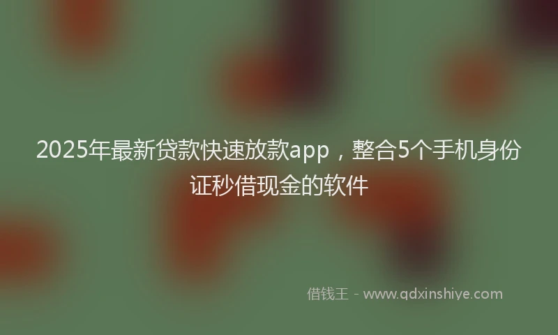2025年最新贷款快速放款app，整合5个手机身份证秒借现金的软件