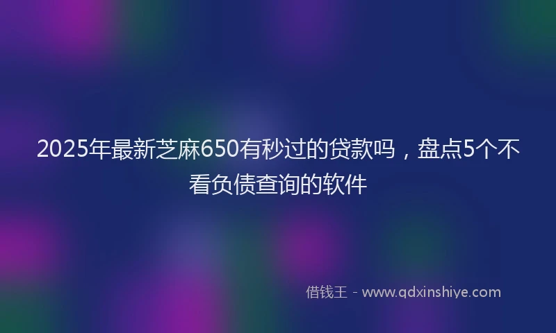2025年最新芝麻650有秒过的贷款吗，盘点5个不看负债查询的软件
