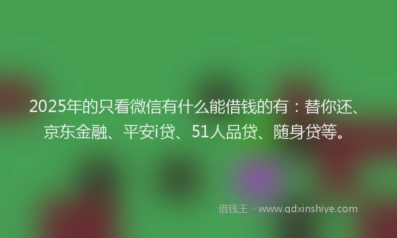 2025年的只看微信有什么能借钱的有：替你还、京东金融、平安i贷、51人品贷、随身贷等。