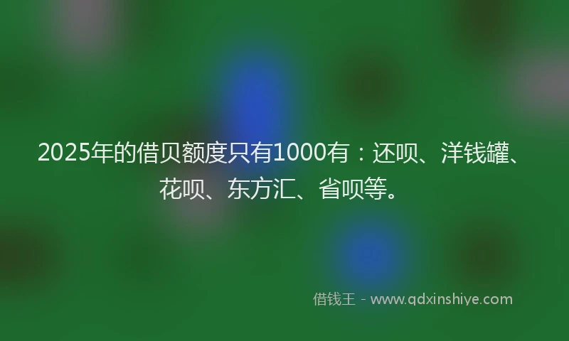 2025年的借贝额度只有1000有：还呗、洋钱罐、花呗、东方汇、省呗等。