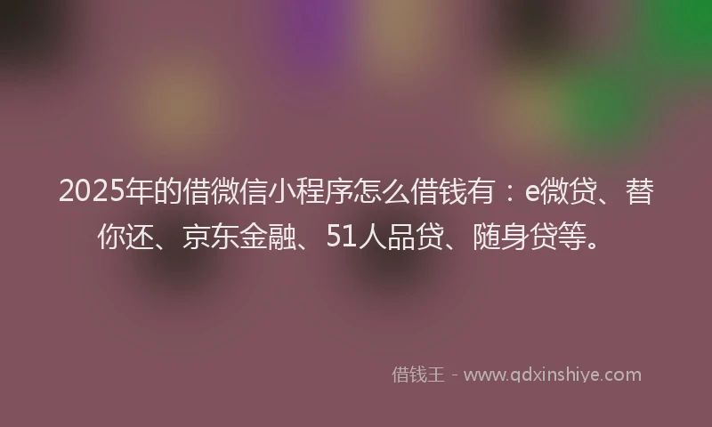 2025年的借微信小程序怎么借钱有：e微贷、替你还、京东金融、51人品贷、随身贷等。