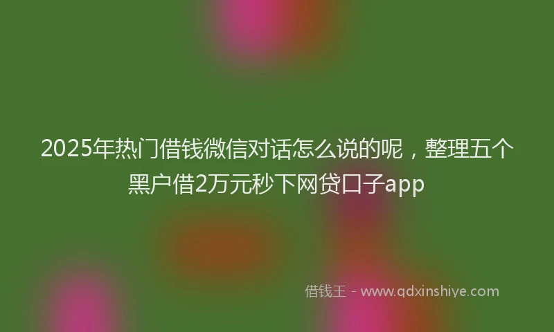 2025年热门借钱微信对话怎么说的呢，整理五个黑户借2万元秒下网贷口子app