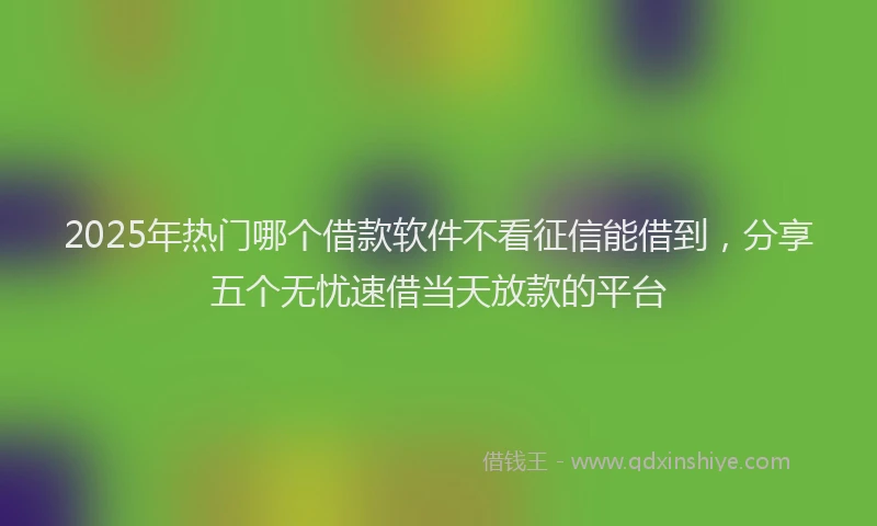 2025年热门哪个借款软件不看征信能借到，分享五个无忧速借当天放款的平台